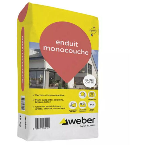 Weber Saint-Gobain Enduit monocouche de façade extérieur blanc cassé 25 kg - d’imperméabilisation et décoration façades