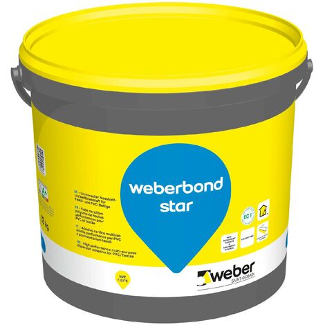 Weber Saint Gobain – Colle multi-usage acrylique 13kg – Hautes performances sans solvant – Pour revêtements PVC et textile – Adhérence optimale (1/4)