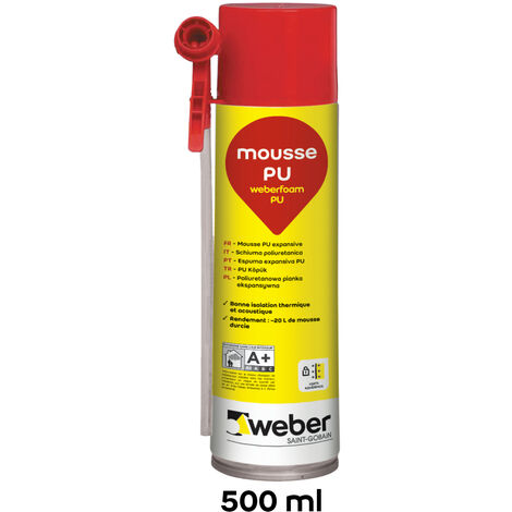 Sader Mousse Expansive Polyuréthane PU Aérosol – Multi-Usages – Bombe 500  Ml