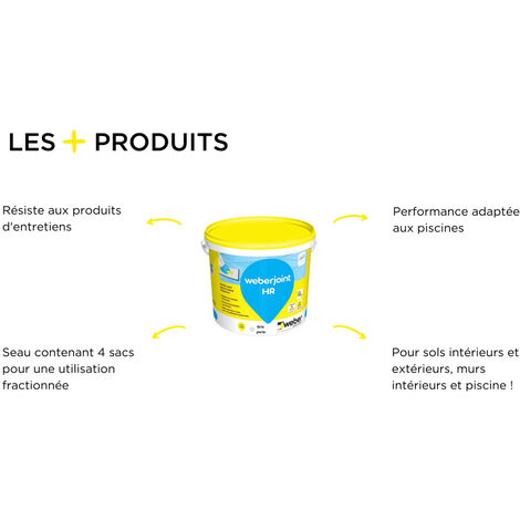 Joint de carrelage adapté piscine , Haute Résistance, Blanc Pur, Weberjoint HR 5KG, WEBER
