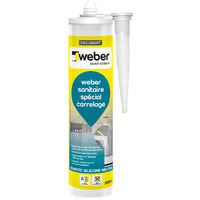 Weber Saint-Gobain Mastic, Silicone, Gris Granit, Salle de Bain, Cuisine, Carrelage, Béton, Bois, Anti-Moisissures, Joint sanitaire étanche, Forte adhérence, weberseal sanitaire, 300ML