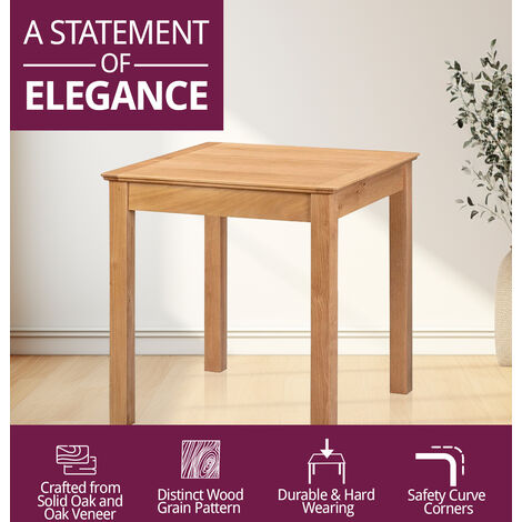 Hallowood Furniture Hereford Oak Small Dining Table and Chairs Set 4 with Ladder Back, Wooden Square Table and Chairs in Beige Seat, Kitchen Table & Small Chairs, Dining Room Set