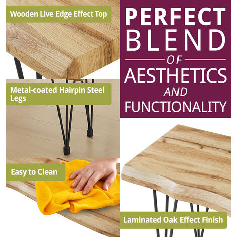 Hallowood Furniture Cullomption Wooden Dining Bench, Live Edge Effect Wooden Bench with Black Metal Legs Industrial Style, Modern Kitchen Bench for Home & Café (150cm)