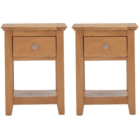 Hallowood Oak Furniture Hereford Lamp Table Set of 2, Bedside Table ...