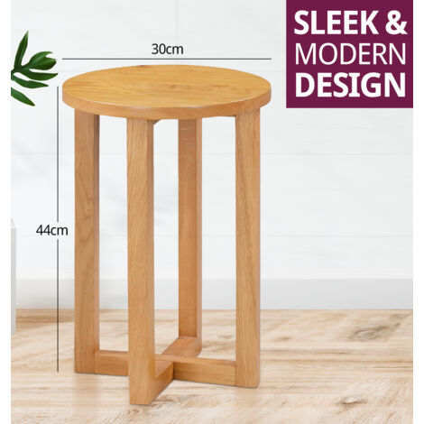 Hallowood Furniture Waverly Oak Round Side Table Set of 2, Solid Wood Bedside Table, Light Oak Lamp Table, Occasional Table, Small Plant Table, Sofa Table for Living Room and Small Spaces