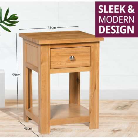 Hallowood Furniture Waverly Oak Side Table with Drawer and Shelf Set of 2, Wooden Bedside Table, Telephone Table, Plant Table, Bedside Lamp Table, Small Coffee Table for Living Room and Hallway