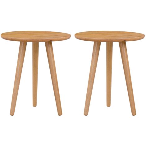 Hallowood Furniture Waverly Solid Oak Round Side Table Set of 2, Compact Wooden Bedside Lamp Table, Occasional Table, Plant Stand, Coffee Table, Small Table for Living Room, Hallway, Bedroom (1/5)