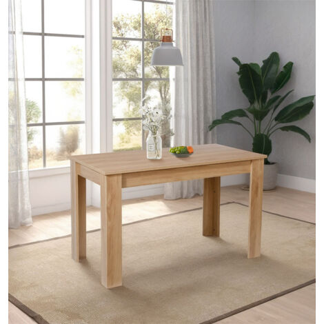 Hallowood Furniture Newquay Fixed Top Oak Dining Table, 4-6 Seater Rectangular Oak Effect Wooden Dining Table for Kitchen, Home or Cafe, 120cm (1/5)