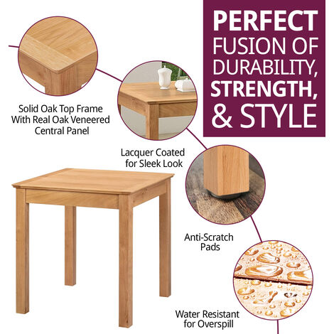 Hallowood Furniture Hereford Small Dining Table, Oak Table, Light Oak Wooden Dining Table, Square Table, Small Kitchen Table, Breakfast Table, Dining Table for Home, Office, Café