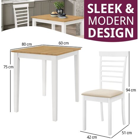 Hallowood Furniture Ledbury Small White Painted Dining Table and Chairs Set 2, Solid Wooden Table and Chairs with Padded Seats, Small Table & White Chairs, Dining Room Set