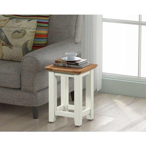 Clifton Small Oak Top And Off White, Off White Small Console Table
