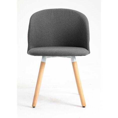 Hallowood Furniture Dining Chairs Set of 2 – Dark Grey Fabric Scandinavian Chair with Wooden Legs for Dining Room – Kitchen Chairs with Backrest and Padded Seat for Home Office Restaurant