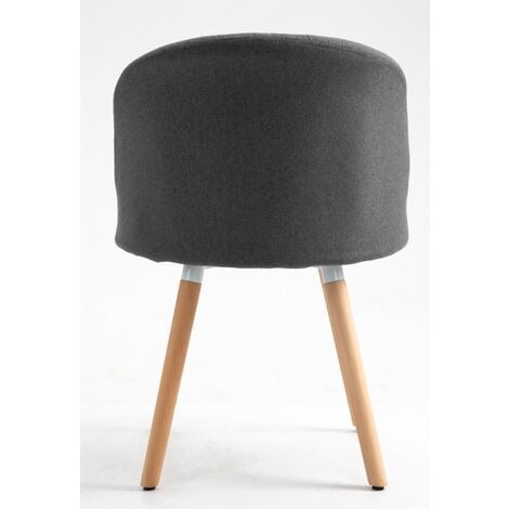 Hallowood Furniture Dining Chairs Set of 2 – Dark Grey Fabric Scandinavian Chair with Wooden Legs for Dining Room – Kitchen Chairs with Backrest and Padded Seat for Home Office Restaurant