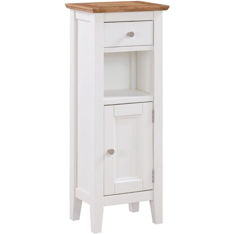 Hallowood Clifton Oak Top Painted Bathroom Cabinet in Two Tones | Solid Wooden Storage Cupboard | Hallway Storage Unit