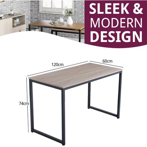 Hallowood Furniture Kempley Small Dining Table with Wooden Top & U Shaped Black Metal Legs, Rectangular Dining Table, Wooden Kitchen Table, 4-6 Seater Dining Table (1.2m)