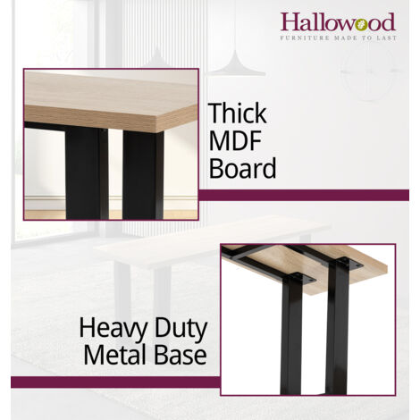 Hallowood Furniture Dudley Wooden Dining Bench, Industrial Style Bench with Black Metal U Shaped Legs, Modern Kitchen Bench, Dining Bench, Wooden Bench for  Home & Café (100cm)