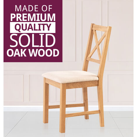 Hallowood Furniture Solid Oak Small Dining Chairs Set of 2 with Linen ...