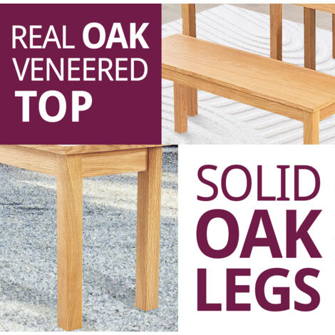 Hallowood Furniture Waverly Oak Dining Bench for Dining Table, 2 Seater Solid Wooden Bench Seat in Light Oak Finish, Ideal for Kitchen, Hallway, Bedroom, Porch or Conservatory