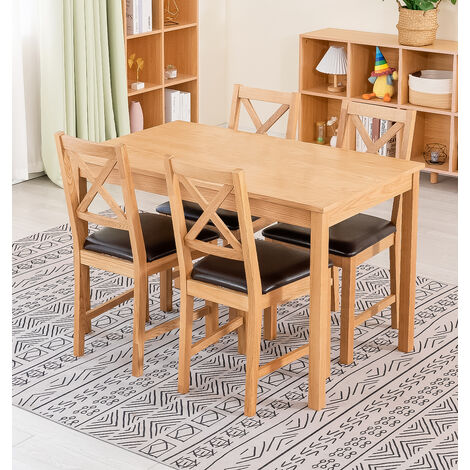 Hallowood Furniture Waverly Oak Dining Table and Chair Set of