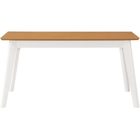 Hallowood Furniture Aston Rubberwood Dining Bench in Light Oak and White Painted Finish, 2 Seater Wooden Bench Seat, Ideal for Dining Room, Kitchen, Hallway, Bedroom, Conservatory, or Porch (90cm)
