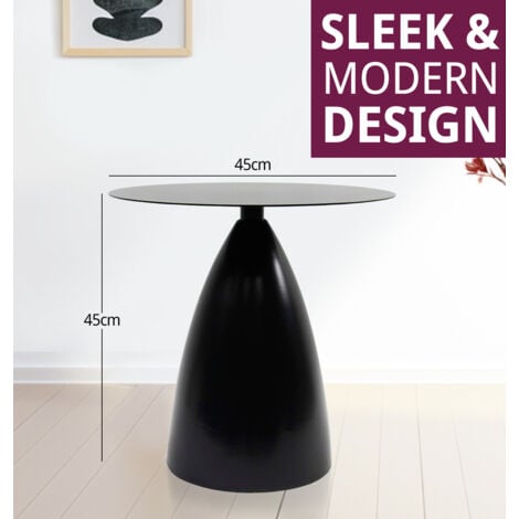 Hallowood Furniture Bourton Round Side Table, Black Metal Coffee Table, Chic Magazine Table, End Table, Modern Bedside Table with Powder Coated Frame, Small Side Table