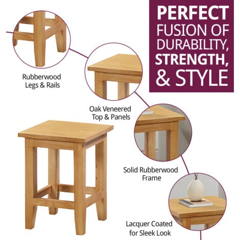 Hallowood Furniture Aston Oak Small Side Table, Wooden Table, Coffee Table, Bedside Table, Console Table, End Table, Plant Stand, Lamp Tables, Small Table for Small Spaces