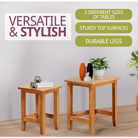 Hallowood Furniture Aston Oak Nest of Tables, Wooden Nesting