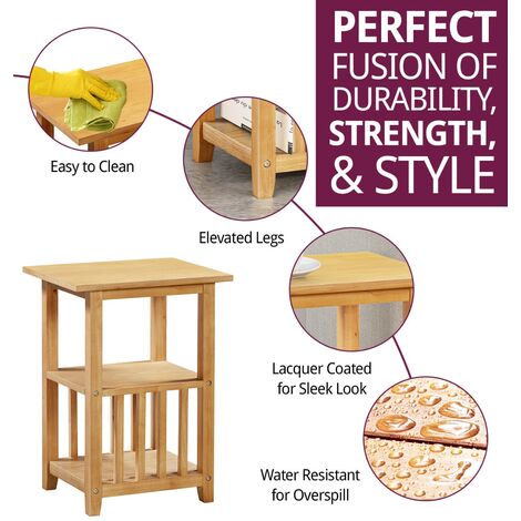 Hallowood Furniture Aston Oak Wooden Magazine Side Table, Coffee Table with 2Shelf, Magazine Table with Storage, Telephone Table, End Table, Occasional Table for Living Room