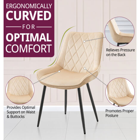Hallowood Furniture Dining Chairs Set of 2, Linen Fabric Dining Chairs with Sturdy Metal Legs, Kitchen Chairs with Padded Seat, Home, Office & Restaurant Chairs (Light Brown)