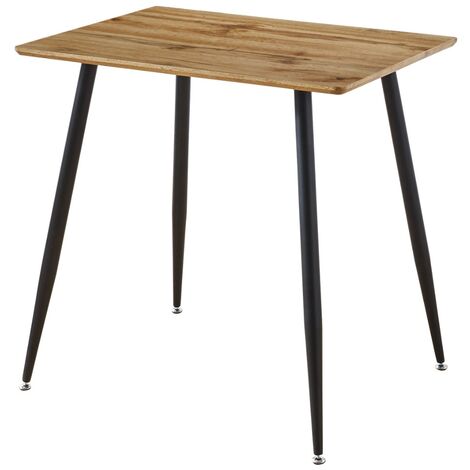Hallowood Furniture Cullompton Small Dining Table with Oak Effect Top and Black Metal Legs, 2-4 Seater Rectangular Table for Dining rooms or Cafés, Kitchen Furniture (80x60cm) (1/5)