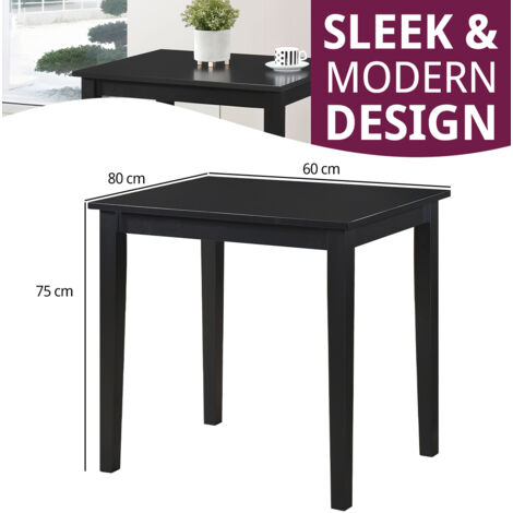 Hallowood Furniture Ledbury Small Dining Table in Black Finish, Rectangular Dining Table, Small Kitchen Table, Breakfast Table,  Dinner Table, Wooden Dining Table