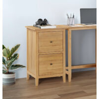 Hallowood Furniture Aston Oak Filing Cabinet, Heavy-Duty 2 Deep Office Drawers, Compact Home Office Storage Cabinet Desk Drawers, Fully-Assembled Mobile Pedestal, Wooden Filing Cabinets for Home