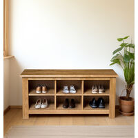 Waverly Oak Small Hallway Shoe Storage Bench in Light Oak Finish 6 Pairs | Solid Wooden Organiser / Cabinet / Stand /Cupboard