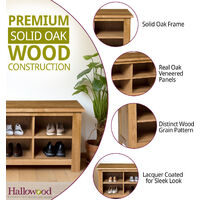 Waverly Oak Small Hallway Shoe Storage Bench in Light Oak Finish 6 Pairs | Solid Wooden Organiser / Cabinet / Stand /Cupboard