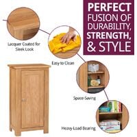 Waverly Oak Small Storage Cupboard with Adjustable Shelving in Light Oak Finish | Solid Wooden Filing Cabinet | Shoe Organiser