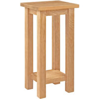 Hallowood Furniture Waverly Tall Side Table Oak Wood with Shelf, 2-Tier Solid Wood Narrow Small Table, Wooden Plant Stand, Light Oak Furniture for Living Room, Bedroom or Hallway