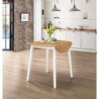 Ledbury Small White Painted Wooden Kitchen Drop Leaf Round Dining Table | 100% Solid