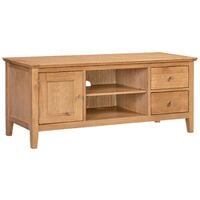 Hereford Oak 1 Door 2 Drawer TV Cabinet in Light Oak Finish 120cm Wide | Wooden Television Unit | Solid Wood Entertainment Stand up to 55” screen size