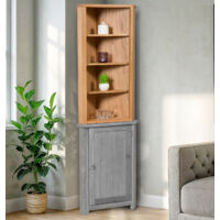 Hallowood Furniture Waverly Oak Corner Shelf Unit Cupboard Top, Wooden Corner Display Unit with 3 Adjustable Shelves, Solid Wood Storage Cupboard Top for Bedroom or Livingroom, Kitchen Furniture