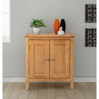 Hallowood Furniture Hereford Small Cupboard with Adjustable Shelf, Shoe Storage Cabinet, Light Oak Shoe Cabinet for Bedroom or Hallway, Stylish Wooden Kitchen, Bathroom or Living Room Furniture