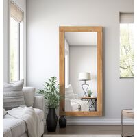 Hallowood Furniture Waverly Extra Large Wall Mirror in Light Oak Finish 138 x 68cm - Solid Oak Frame Full Length Makeup Mirror for Bedroom - Rectangle Wall Hanging Mirror for Living Room & Hallway