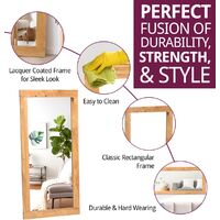 Hallowood Furniture Waverly Extra Large Wall Mirror in Light Oak Finish 138 x 68cm - Solid Oak Frame Full Length Makeup Mirror for Bedroom - Rectangle Wall Hanging Mirror for Living Room & Hallway