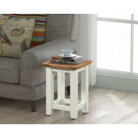 Clifton Small Oak Top and Off White Painted Wooden Compact Side Coffee Table / Slim Cream Occasional / Sofa mate / Lamp / End / Console / Telephone / Bedside/ Stand Table