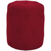 Premium Fabric Round Footstool in Red | Upholstered Foot Rest / Ottoman / Pouffe