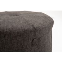 Premium Fabric Round Footstool in Charcoal Grey | Upholstered Foot Rest / Ottoman / Pouffe