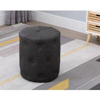 Premium Fabric Round Footstool in Charcoal Grey | Upholstered Foot Rest / Ottoman / Pouffe
