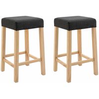 Pair of Wooden Breakfast Bar Stool with Padded Seat in Charcoal Grey | Wooden Kitchen Seat Suitable for Breakfast Bar Tables