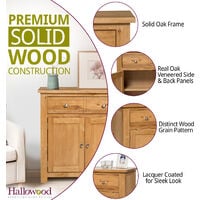 Waverly Oak 2 Door 1 Drawer Small Sideboard in Light Oak Finish | Compact Storage Dresser / Cupboard / Cabinet | Solid Wood Unit
