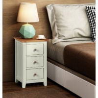 Hallowood Furniture Clifton Oak Off White Painted Small Bedside Table with 3 Drawers – Solid Wooden Narrow Side Table & Lamp Table – Wooden Bedroom Cabinet – Side Table for Living Room – Nightstand