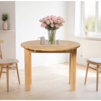 Waverly Oak Drop Leaf Dining Table in Light Oak Finish | Solid Wooden Round Folding Dinner Table
